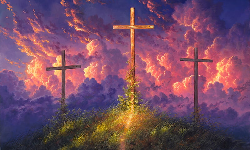 Cross of Salvation, jesus, Lord, Crosses, savior, christian, religious, sky, clouds, HD wallpaper