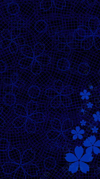 Blue flowers, black, background, flower, patter, abstract, desenho, HD  phone wallpaper | Peakpx