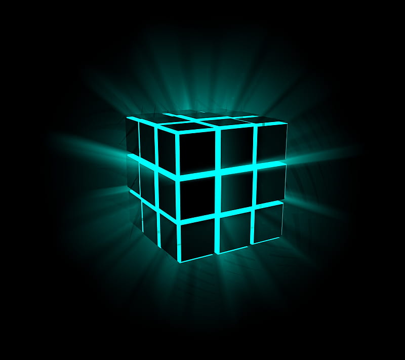 Rubik, 3d, abstract, box, cube, glow, square, HD wallpaper
