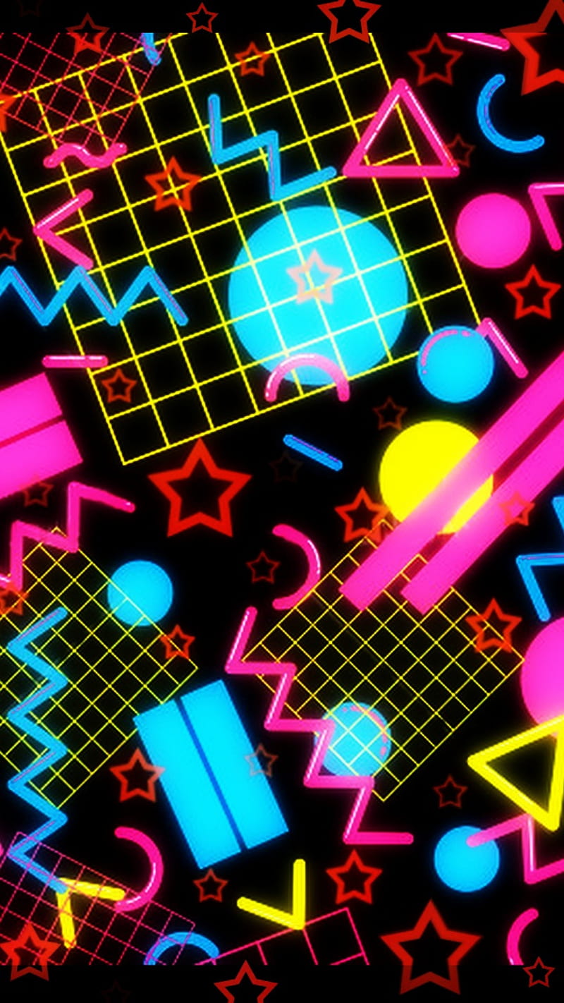 Retro 80s design, 1980s, dark, designs, digital art, glow, grid, neon,  patterns, HD phone wallpaper | Peakpx