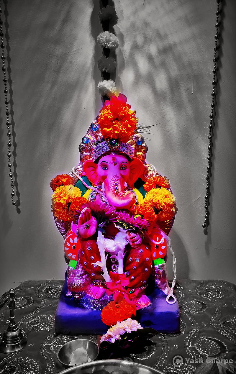 Ganesh Idol, bappa, black, black and white, dark, ganapati, ganesh  chaturthi, HD phone wallpaper | Peakpx