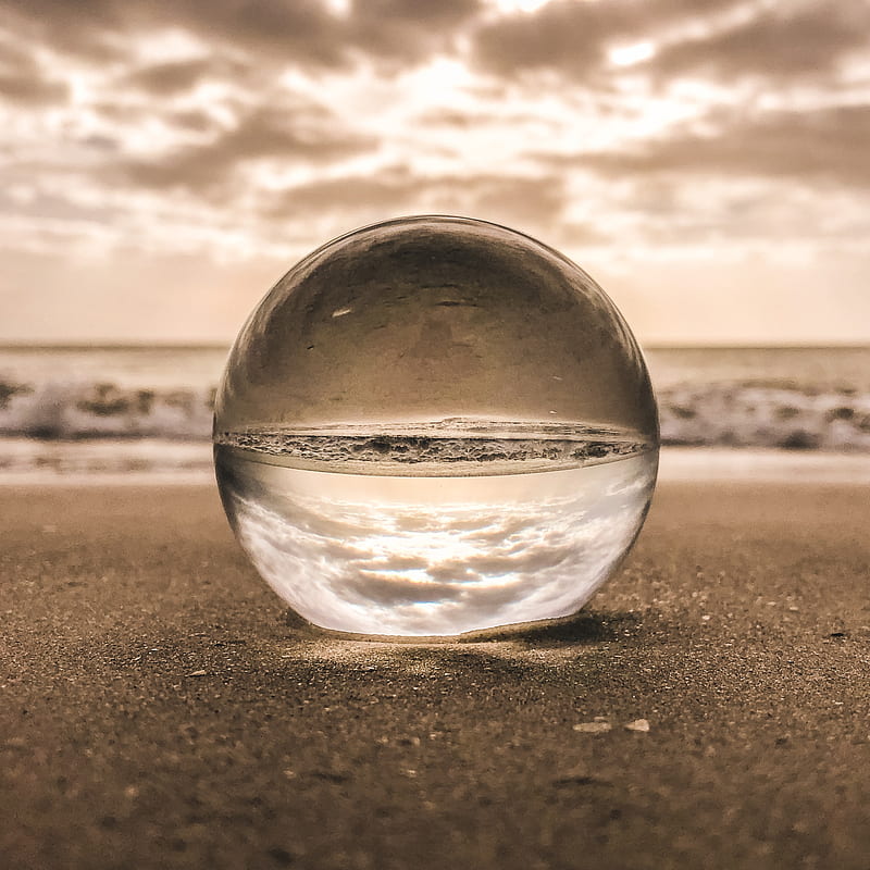 I-Phone , cube, glass, mirror, oval, sea, sunset, HD phone wallpaper