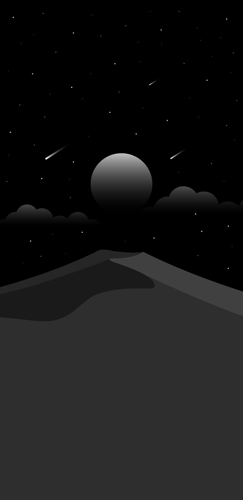 Minimal Desert, black, dark, desert, minimal, moon, stars, HD phone wallpaper