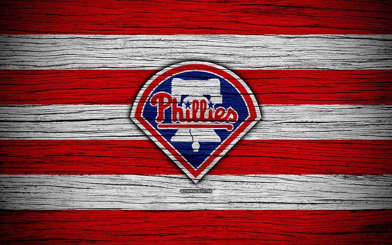 Philadelphia Phillies MLB, baseball, USA, Major League Baseball, wooden texture, art, baseball club, HD wallpaper