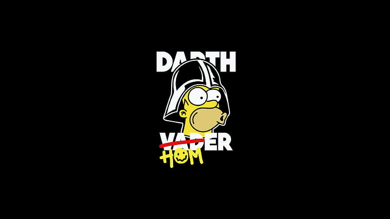 Darth Vader Homer, the-simpsons, cartoons, animated-tv-series, dark, black, minimalism, minimalist, HD wallpaper