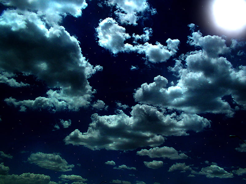 BEAUTIFUL NIGHT SKY, stars, moon, bonito, clouds, sky, night, HD wallpaper