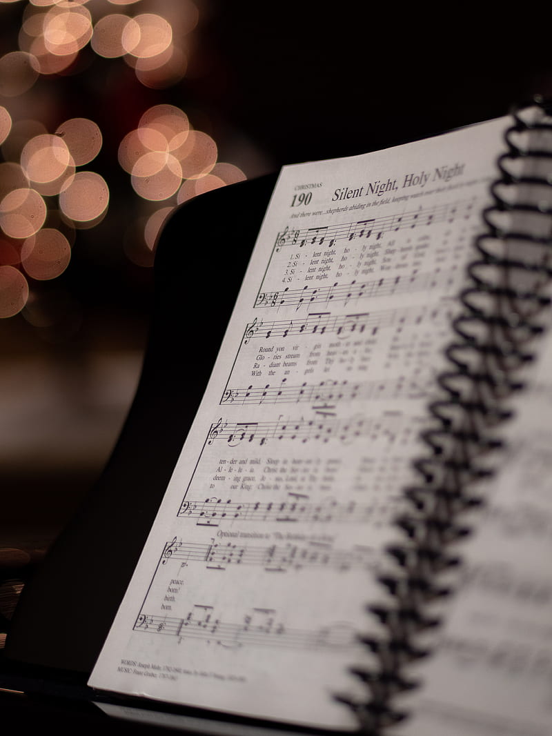 opened musical book at Silent Night, Holy Night page, HD phone wallpaper
