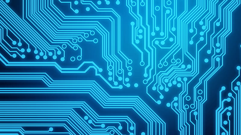 Circuit Board, technology, 3d, abstract, blue, HD wallpaper
