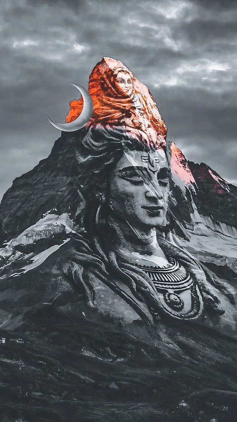 Shankar Ji Ka, Lord Mahadev Face On Mountain, hindu god, bhakti, devotional, HD phone wallpaper