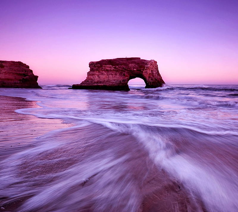 Rocks And Waves, beach, purple, HD wallpaper | Peakpx