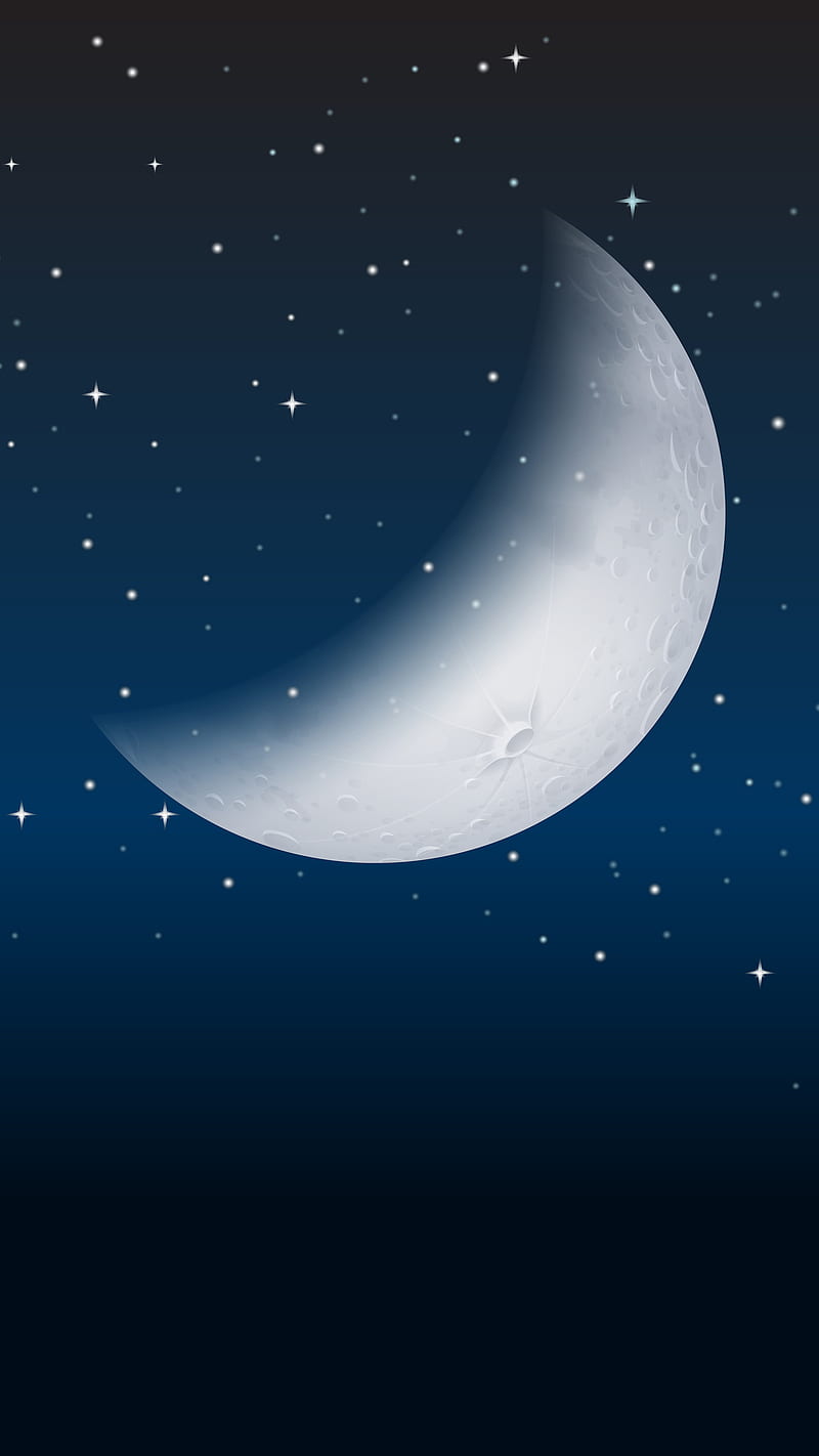 Crescent Moon, Kiss, black, blue, dark, night, sky, stars, HD phone  wallpaper | Peakpx