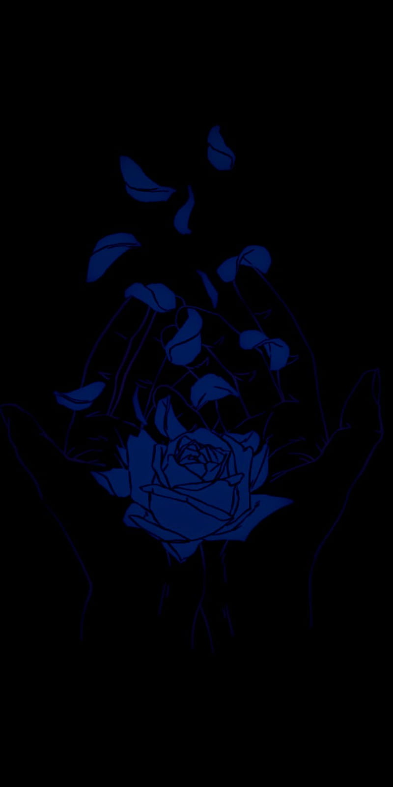 Petals, amoled, blue, dark, depressed, depression, flowers, love, petal, HD phone wallpaper