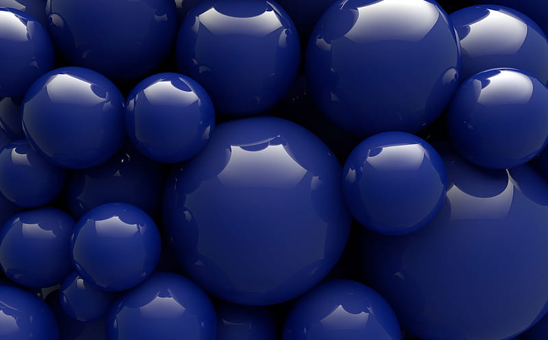 Glossy Blue Balls Background Ultra, Artistic, Abstract, Blue, Modern, Glossy, background, Balls, Reflection, 3DArt, 3DModels, HD wallpaper