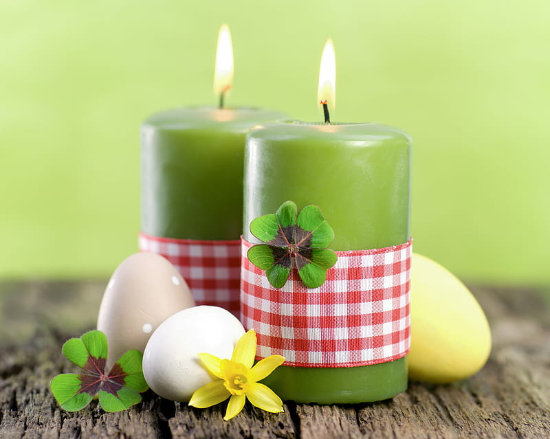 Ester Decoration, Easter, holidays, green, flower, eggs, candles, HD wallpaper