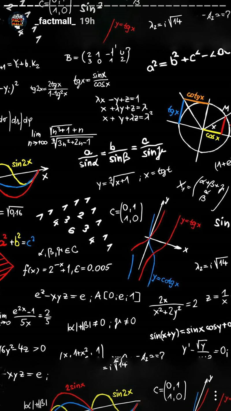 Maths, black, cos, formulas, physics, sin, HD phone wallpaper