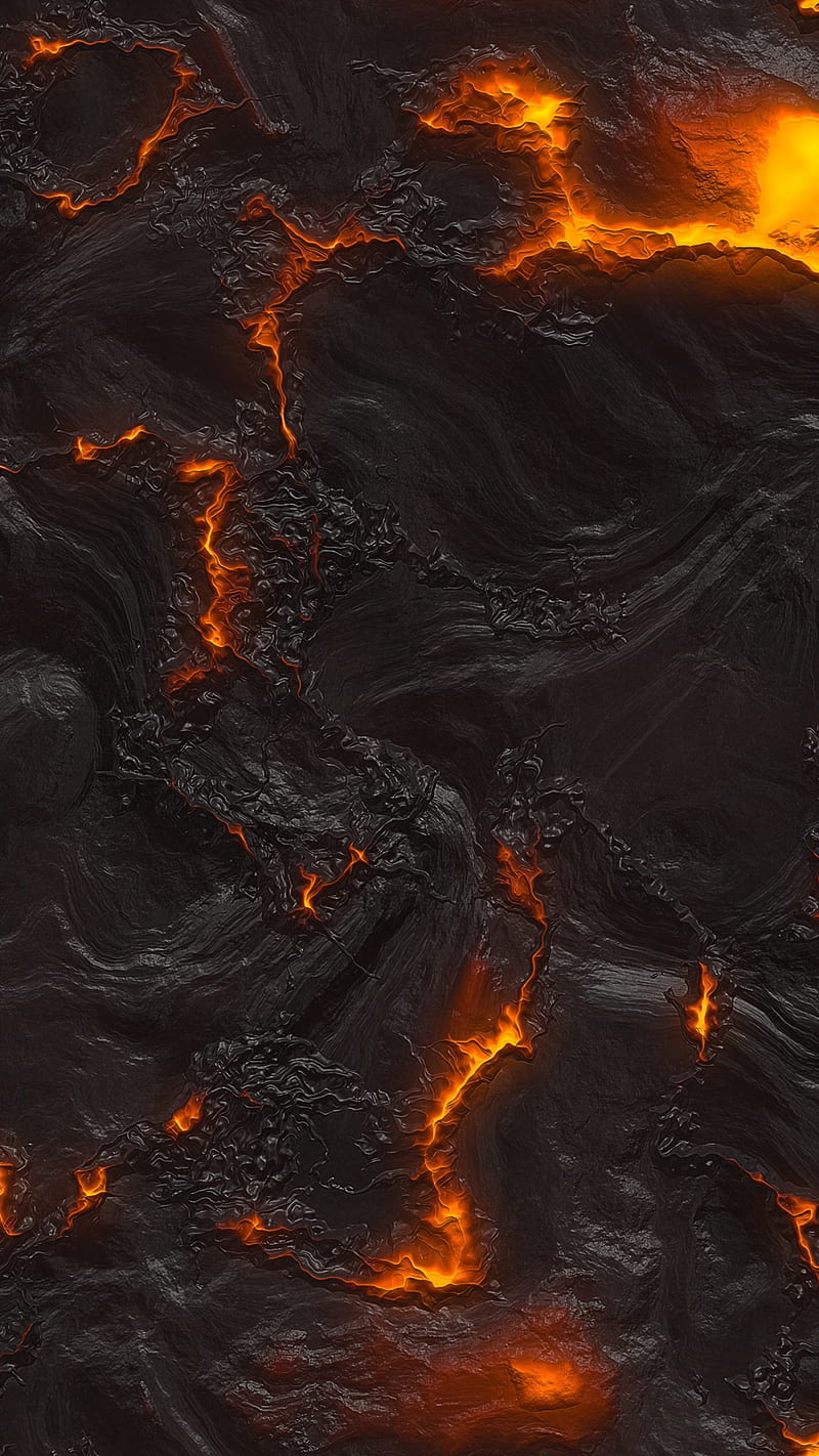 lava, texture, surface, cranny, fire, hot, HD phone wallpaper