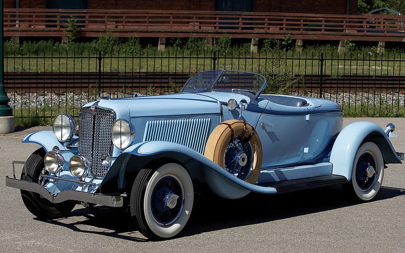 Auburn Eight Boattail Speedster 1931, oldtimer, convertible, oldie, blue, HD wallpaper
