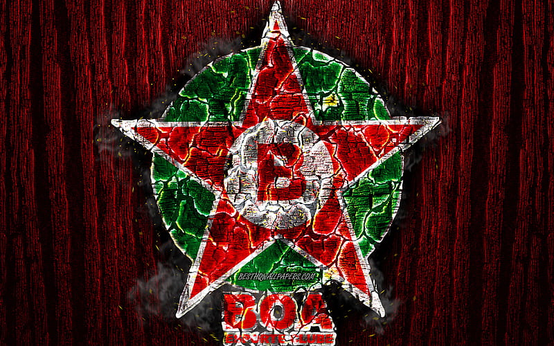 Boa FC, scorched logo, Serie B, red wooden background, brazilian football club, Boa EC, grunge, football, soccer, Boa logo, fire texture, Brazil, HD wallpaper