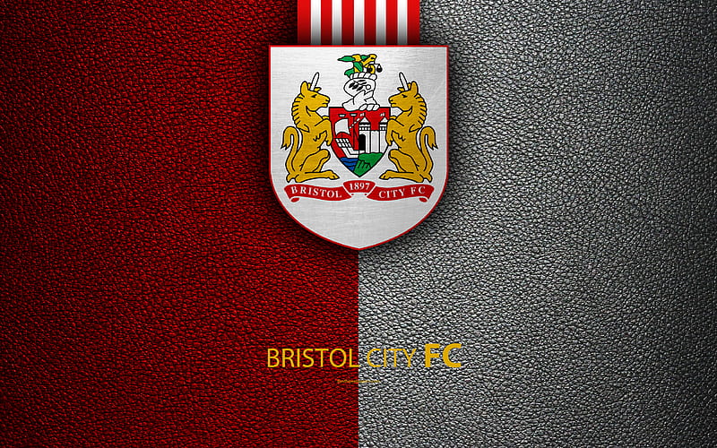 Bristol City FC English football club, logo, Football League Championship, leather texture, Bristol, UK, EFL, football, Second English Division, HD wallpaper