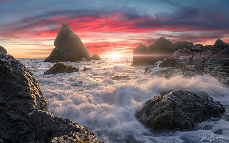Rocky Beach in California, waves, America, ocean, rocks, beach, sunset, HD  wallpaper | Peakpx
