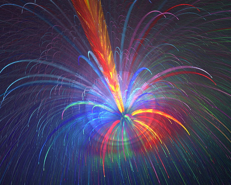 fractal, abstraction, fireworks, colorful, sparks, HD wallpaper