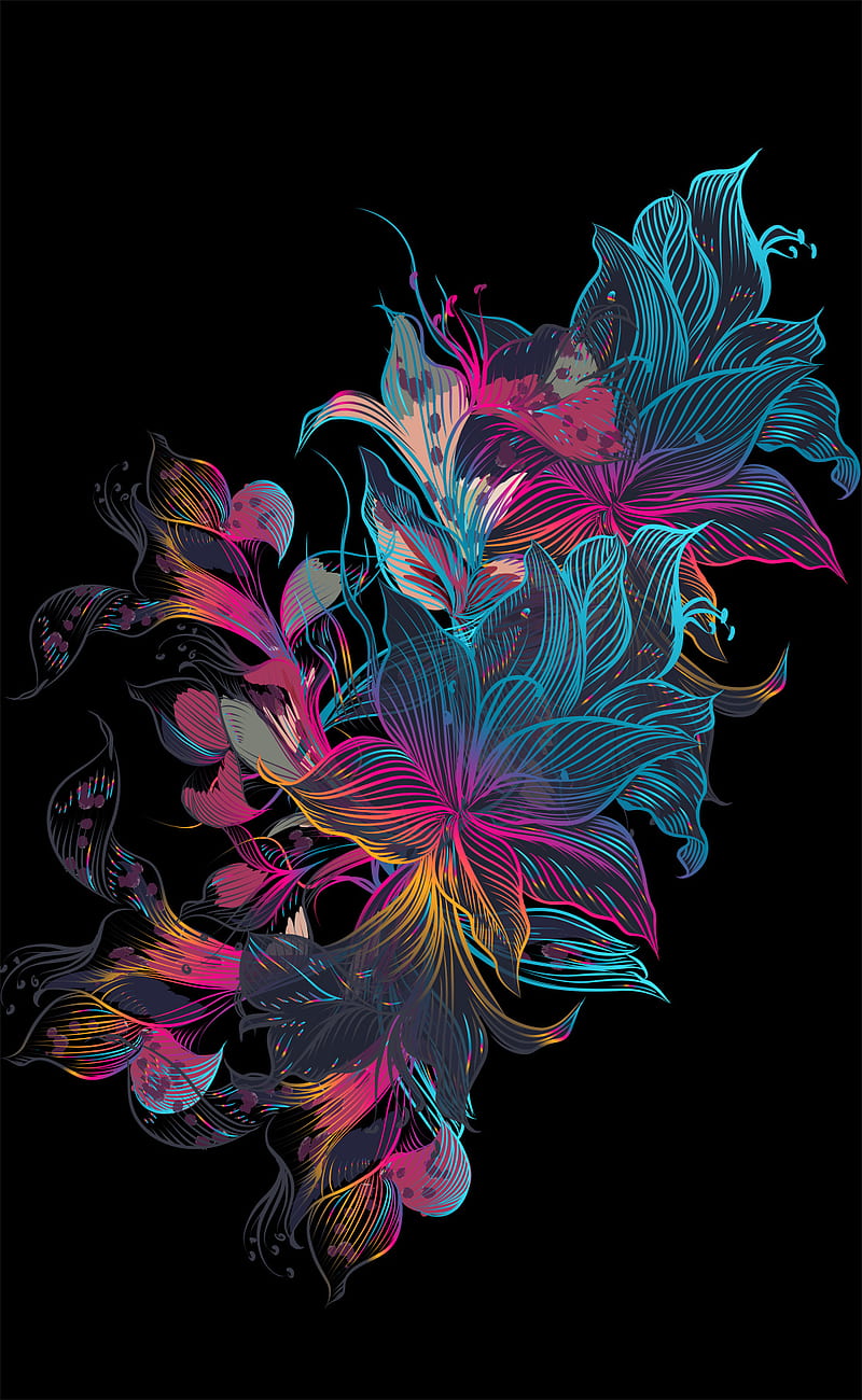 floral design, art, minimalism, multicolor, super, HD phone wallpaper