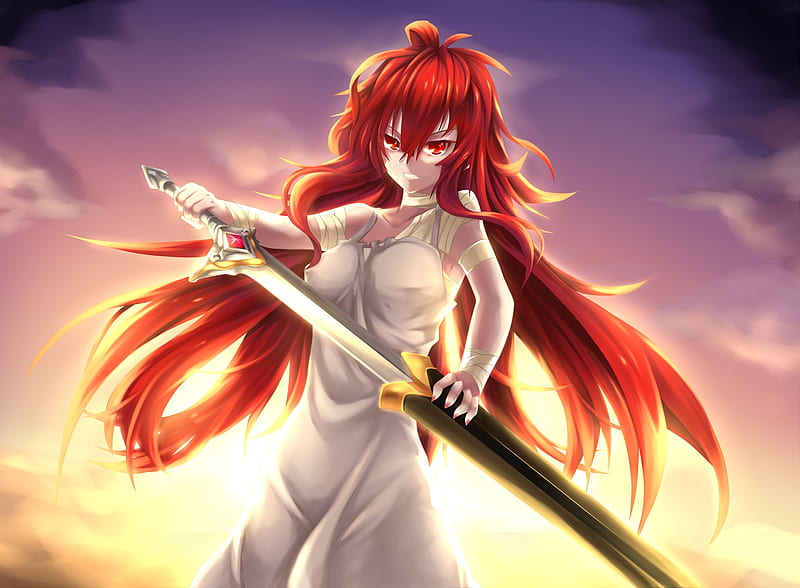 Anime Elesis Elsword Elsword Long Hair Red Eyes Red Hair Sword Weapon - Resolution:, HD wallpaper