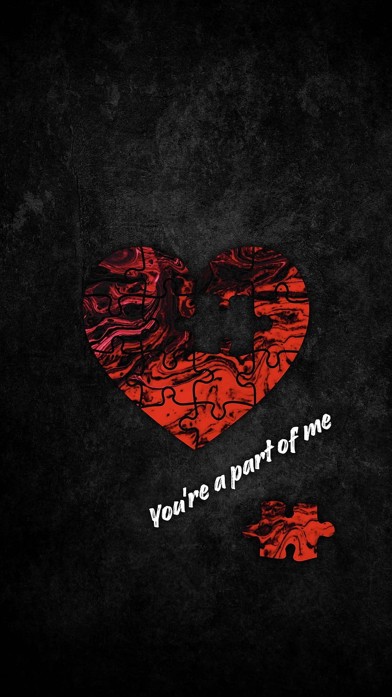 Part of me, love, red, black, saying, red heart, heart, HD phone wallpaper  | Peakpx