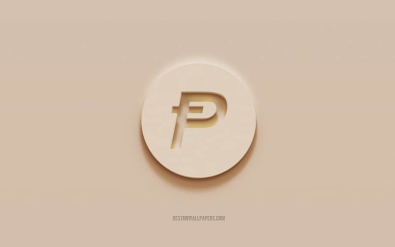 PotCoin logo, brown plaster background, PotCoin 3d logo, cryptocurrency, PotCoin emblem, 3d art, PotCoin, HD wallpaper
