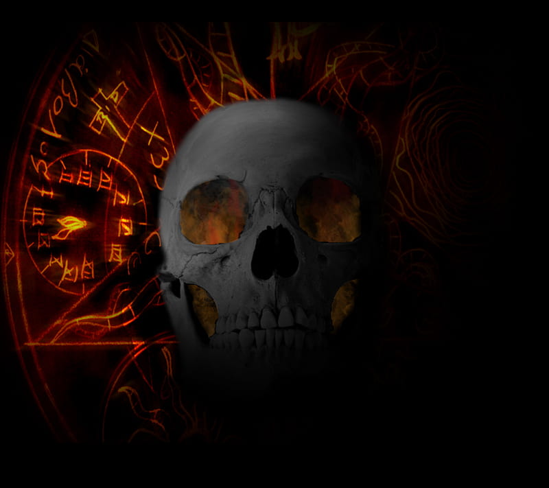 Ritual Skull, dark, death, evil, gothic, pentagram, sign, symbol, HD wallpaper