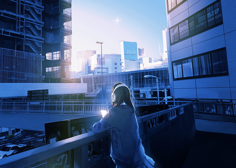 Download Sad Aesthetic Anime Girl On Balcony Wallpaper | Wallpapers.com