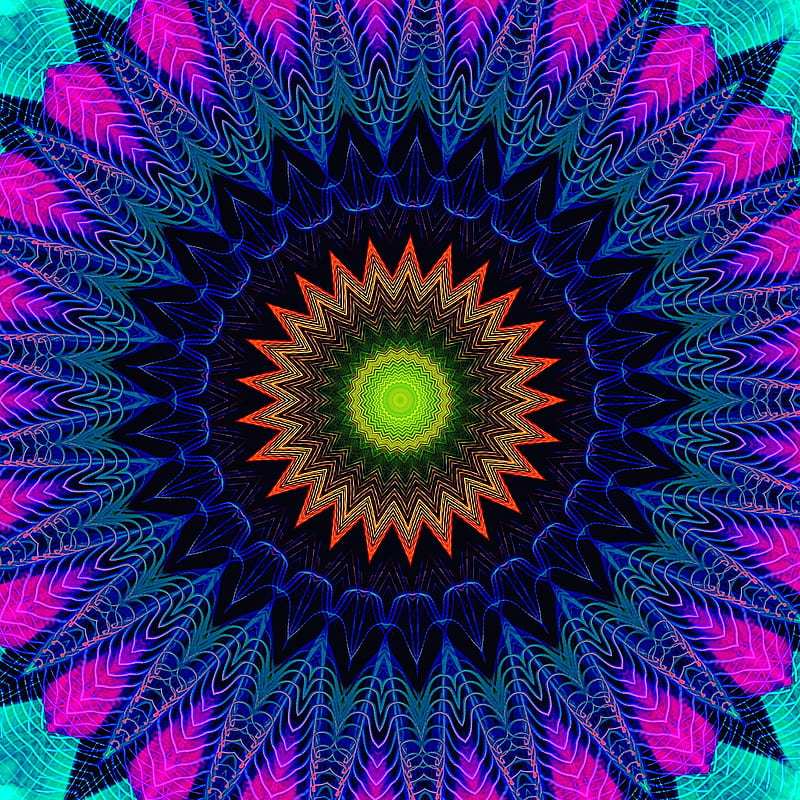 Mandala, abstract, blue, color, desenho, digital, orange, pattern ...