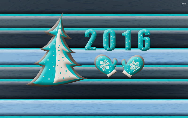 2016 With A Christmas Tree And Mittens, 2016, Christmas, With, And, Tree, Mittens, A, HD wallpaper