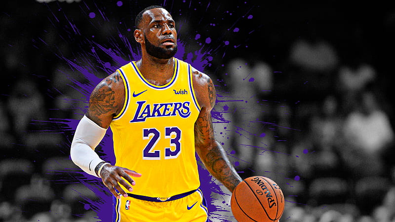 Lakers Lebron James Back Photo Wearing Purple Sports Dress Having  Basketball HD Sports Wallpapers, HD Wallpapers