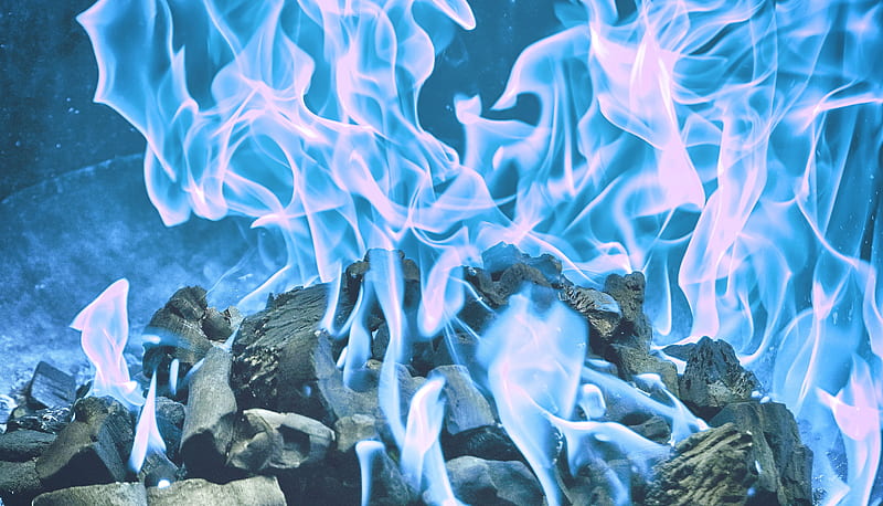 Blue Fire, 2018, aquarium, epic, flame, flames, smoke, HD wallpaper