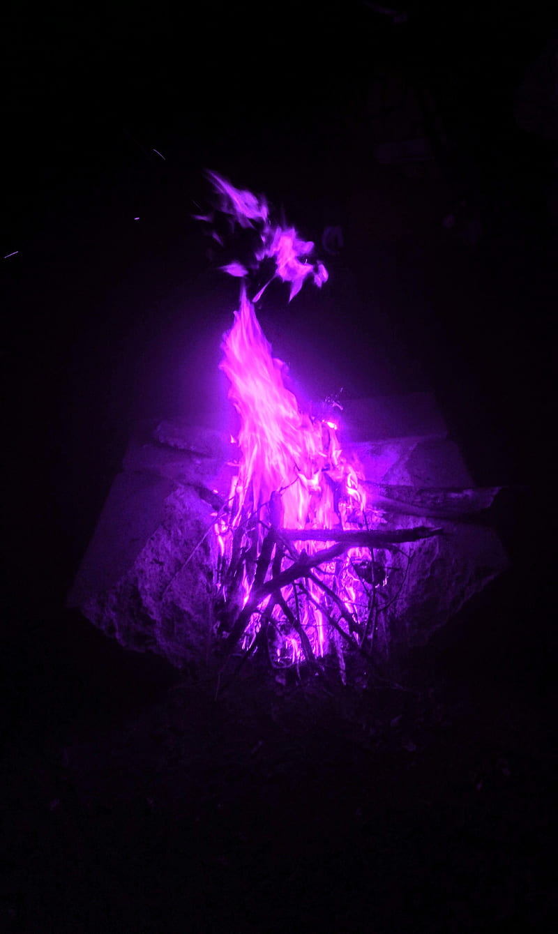 Blaze of purple, dark, fire, night, HD phone wallpaper