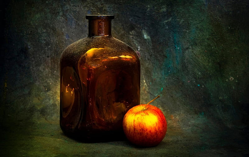 Beautiful Simplicity - Still Life, apple, still life, graphy, bottle, HD wallpaper