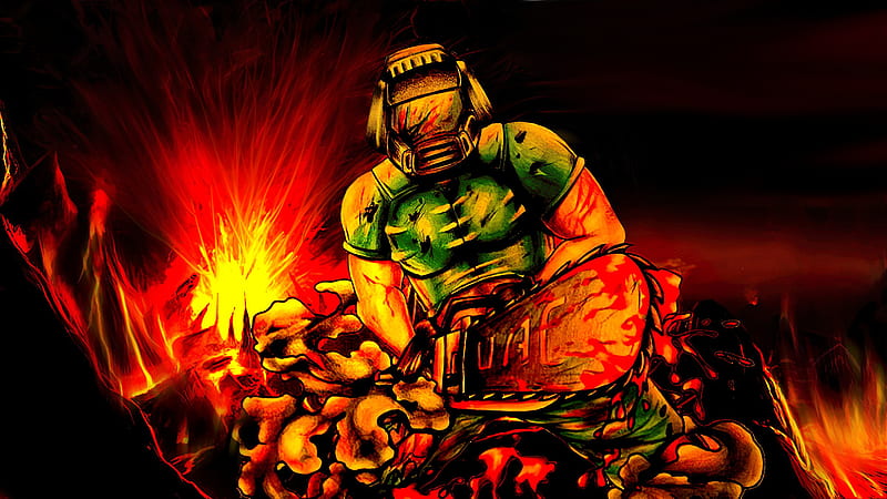 Doomguy in Doom Game, HD wallpaper