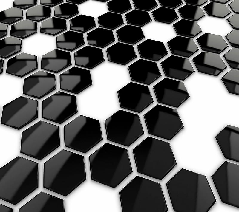 Onyx Hexagons, 3d, hex, onyx, HD wallpaper