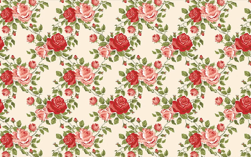 Rose Pattern, pattern, repetitive, roses, vector, HD wallpaper