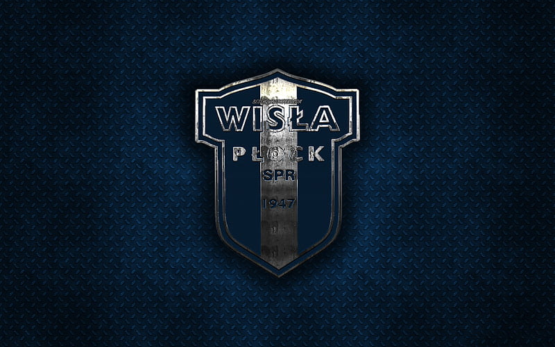 Wisla Plock, Polish football club, blue metal texture, metal logo, emblem, Plock, Poland, Ekstraklasa, creative art, football, HD wallpaper