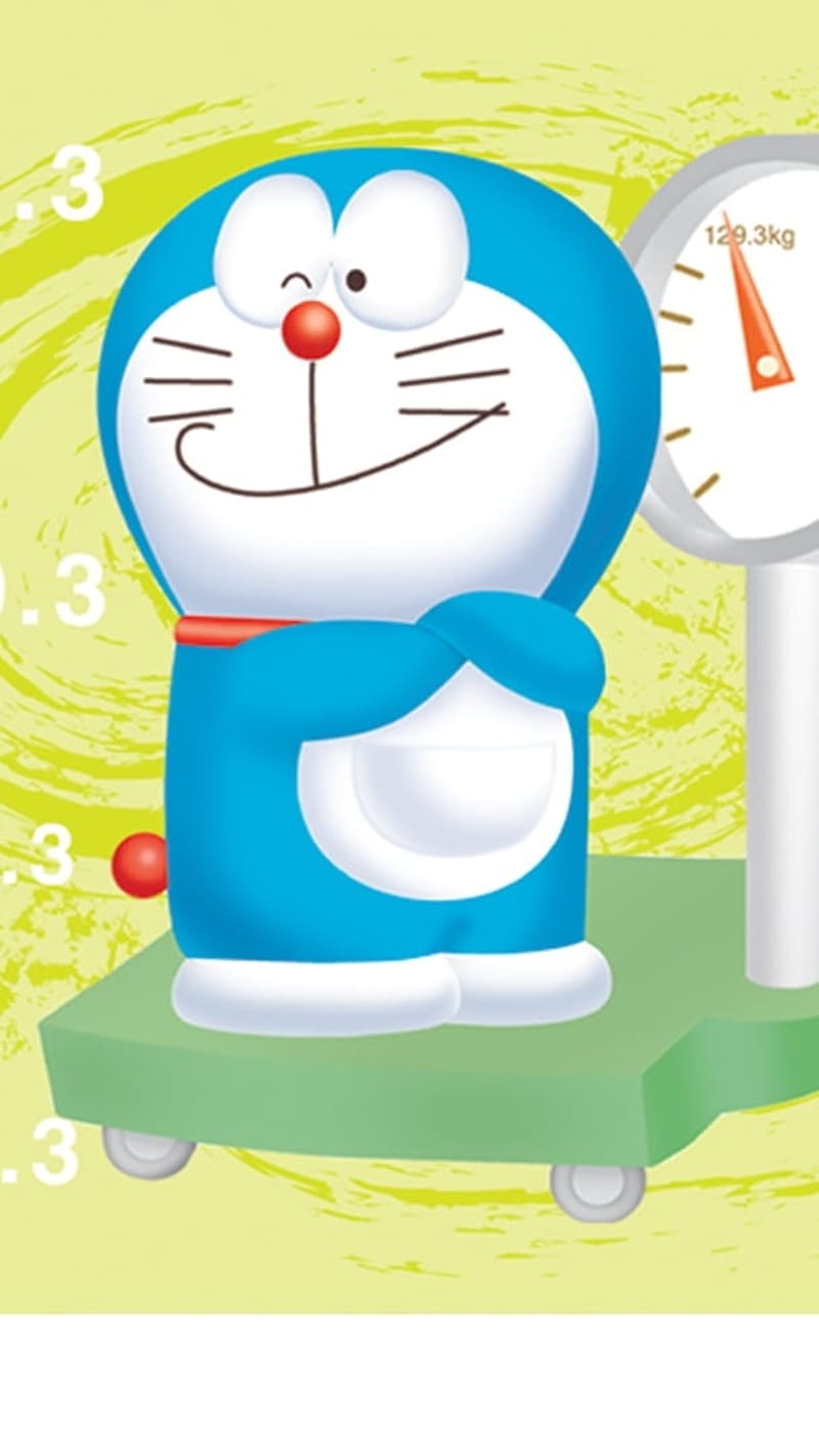 Doraemon Standing On Weigh Machine, doraemon , standing, weigh machine, cartoon, aniamted, HD phone wallpaper