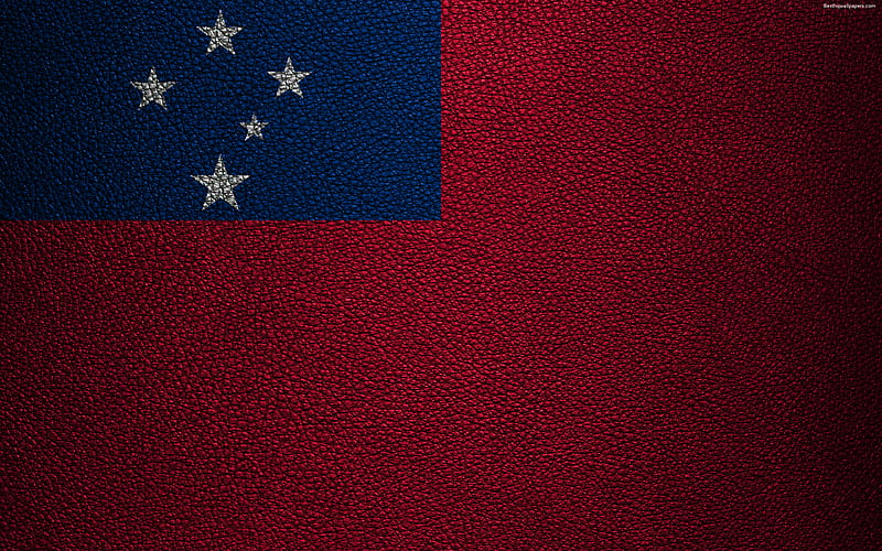 Flag of Samoa leather texture, Oceania, Samoa, world flags, HD wallpaper