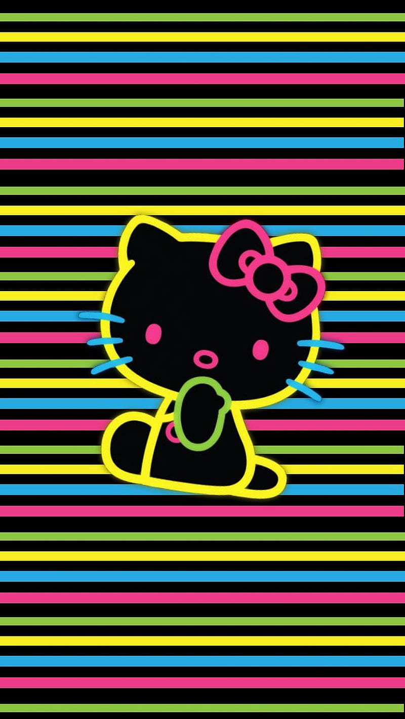 Neon Kitty, hello kitty, HD phone wallpaper