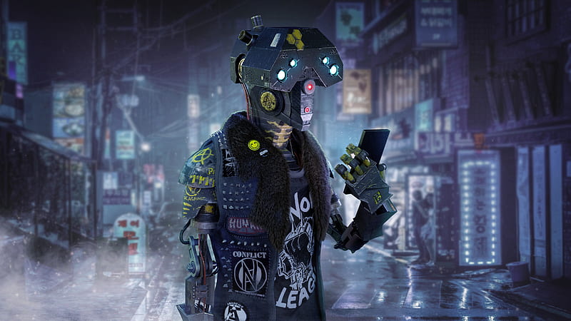 Funny Cyberpunk Robot, HD wallpaper