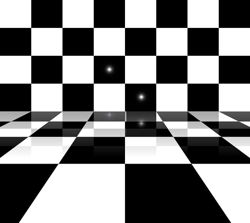 Checkerboard 1, abstract, black, white, HD wallpaper