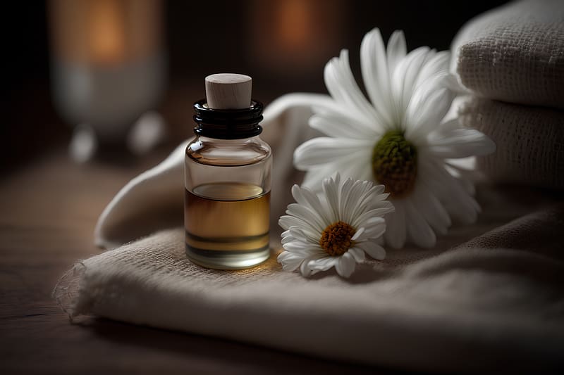 Essential oil with flowers, Relaxation, Oil, Chamomile, Towel, HD wallpaper