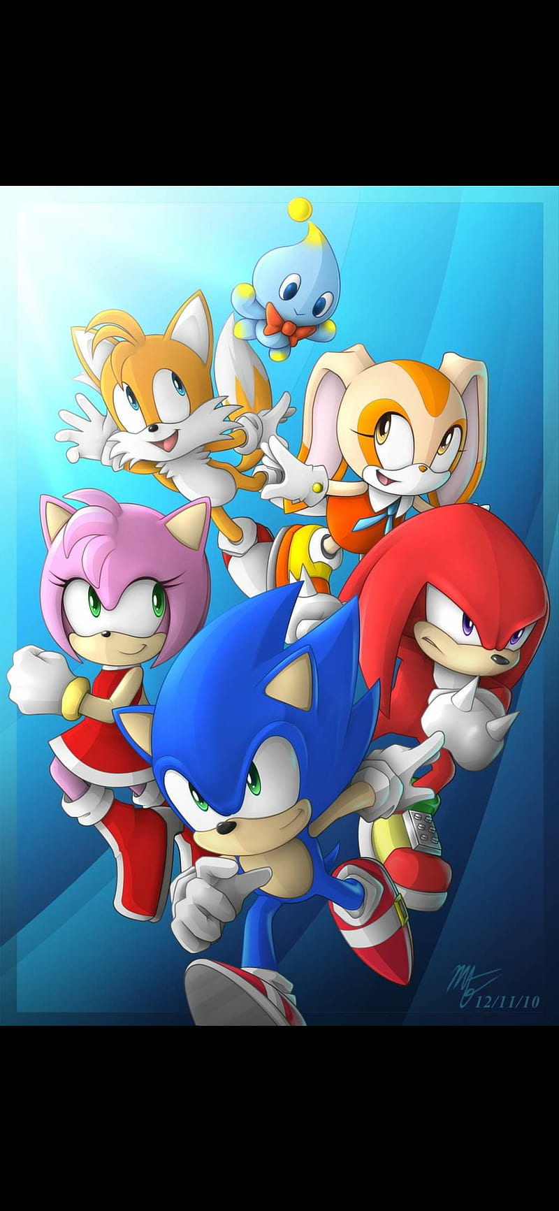 Sonic Crew, pink, tails, hedgehog, knuckles, artist unknown, cream, amy rose, cheese, HD phone wallpaper