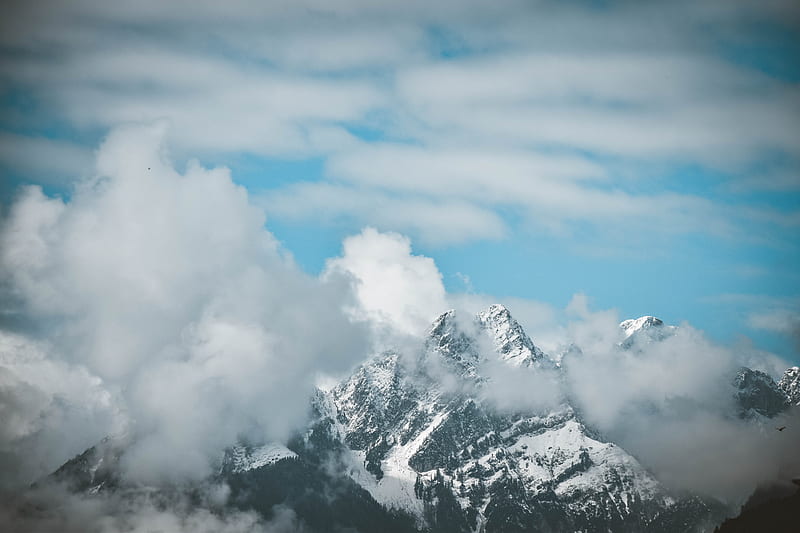 Mountain Covered With Clouds, HD wallpaper