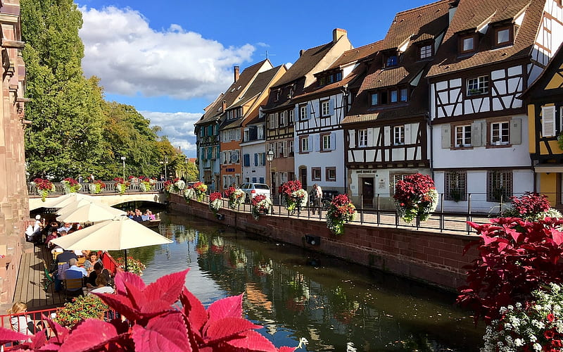 Colmar, Alsace, France, France, Colmar, canal, houses, HD wallpaper